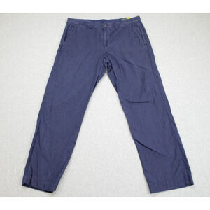 Polo Ralph Lauren Pants Mens 33 x 32 Blue Chino Cotton Linen Flat Front Straight